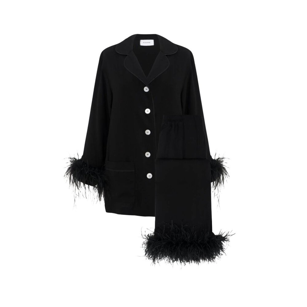 Sleeper Double Feather Party Pajamas, Black